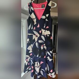 Vince Size 2 Camuto Pink Navy White Sleeveless Dress